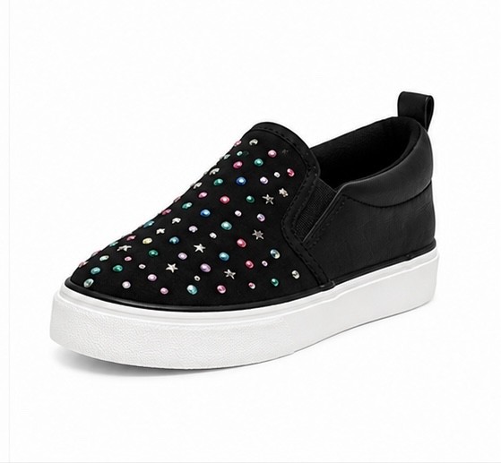 Art Class Kids Hanna Black Slip-On Sneaker Colorful Studded Shoes Size 1