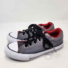 Converse All Star Junior Gray Red White Sneakers Size 12 Low Top Black Laces