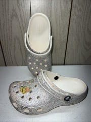 Crocs Unisex-Child Classic Glitter Clog Sz C13 White