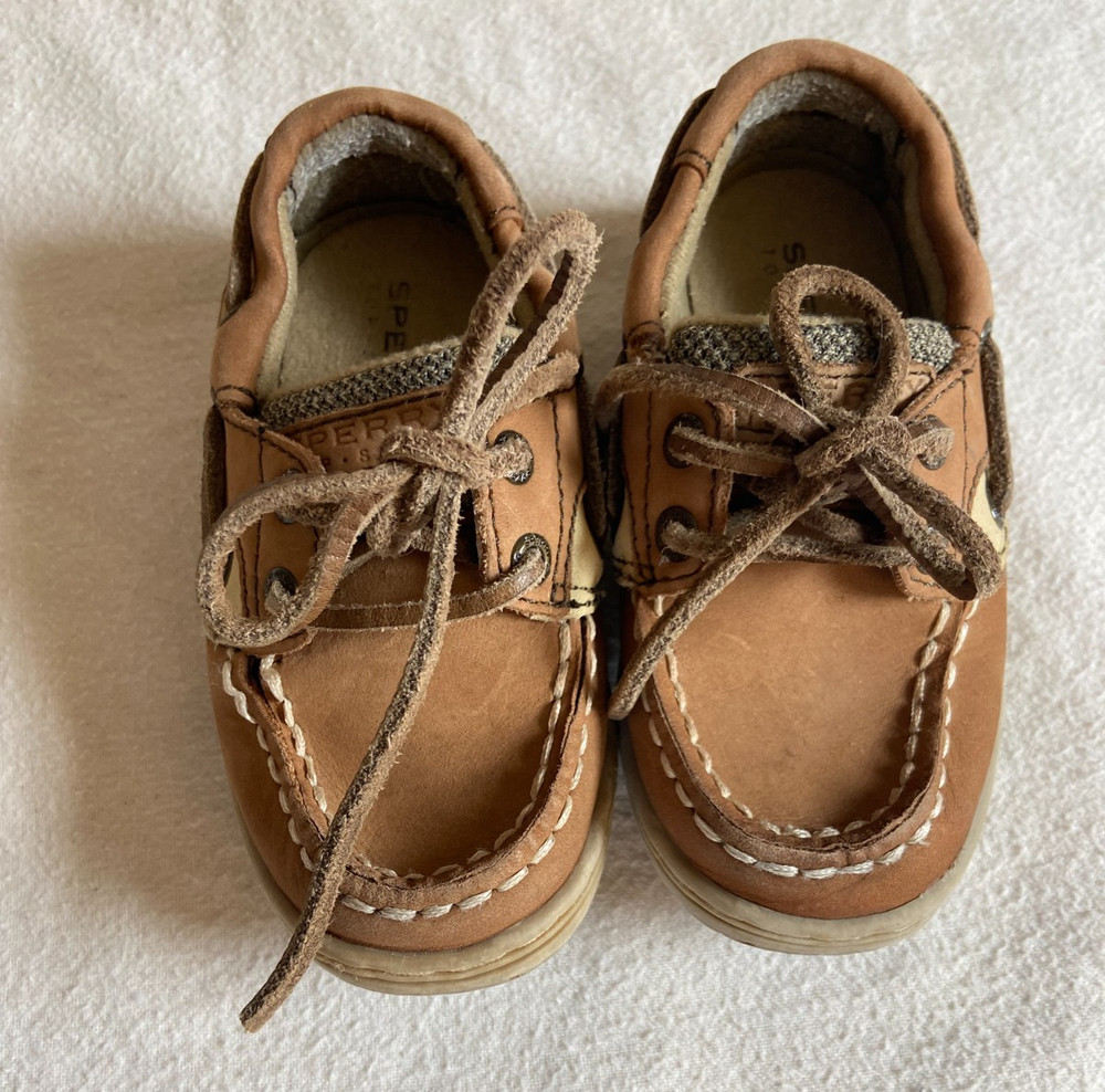 Sperry Kids Lanyard Leather & Mesh Boat Shoes Size 6.5M