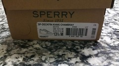 New Sperry Top Sider Kids Deckfin Junior Sneaker Khaki Chambray 13.5M