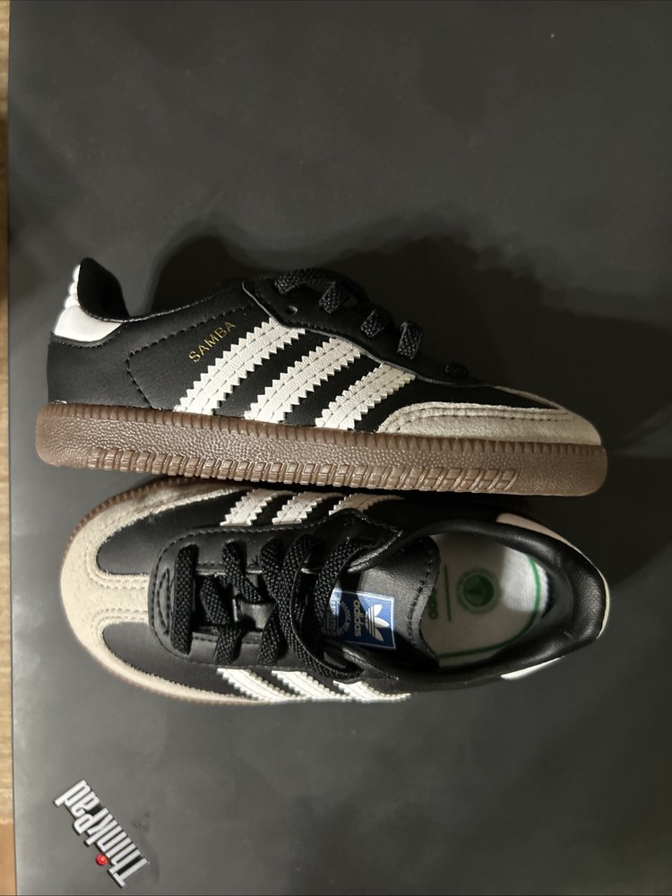 Adidas Samba OG CF EL Sneakers Leather Black Gum Toddler Size 6 NEW IN BOX!