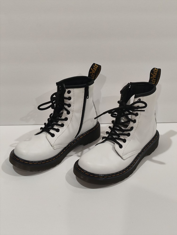 Dr. Martens 1460 White Smooth Leather Lace Up Zip Ankle Boots Size 3