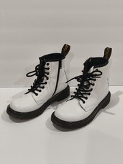 Dr. Martens 1460 White Smooth Leather Lace Up Zip Ankle Boots Size 3