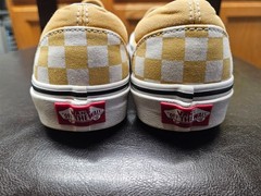Vans Off The Wall White and Yellow Checkered Slip-On Sneakers Youth 5.5