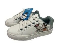 Disney Mickey And Minnie Children’s Size 1 White Sneakers Comfort Lace-Up Shoes