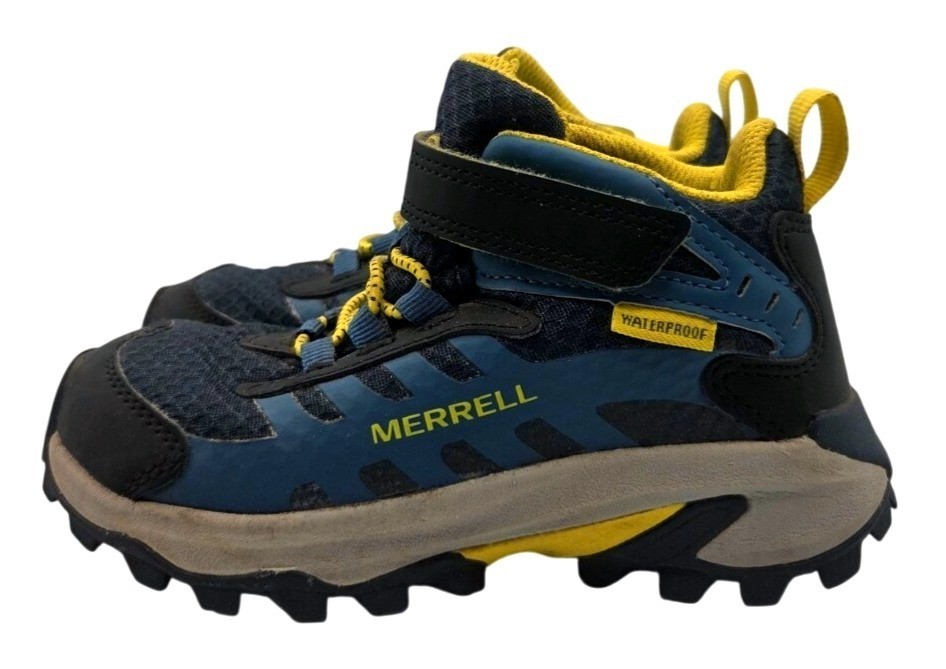 Merrell Moab Speed 2 Mid Little Kids Hiking Boots Waterproof Blue Yellow Boys 11