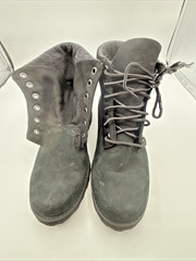 Timberland Roll Top Boots Leather Textile black Kids boys Size 4 one w/o laces
