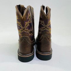 Justin Kids Brown Leather Square Toe Western Work Boots 4681JR Size 3 D
