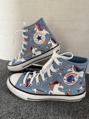 Converse Chuck Taylor All Star Hi Top Unicorn Kids Junior Size 2.5 Light Blue