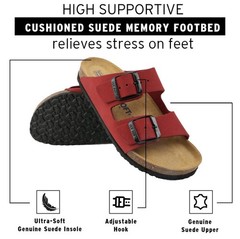 Red Buckle Thong Sandal for kids, Anti-Slip Sole, Cork Insole, Leather Upper