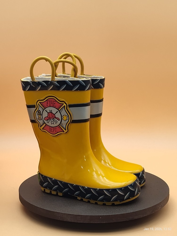 Western Chief Childrens Firechief Rain Boots Kids Sz 7 / Sz 8 Youth Yellow/Black