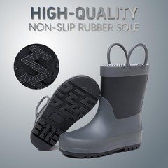Toddler Rain Boots with Easy-On Handles, Waterproof, Premium Natural Rubber, …