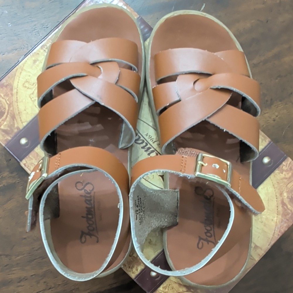 Footmates Wave Brown Leather Strappy Buckle Sandals Unisex Kids US 12 M