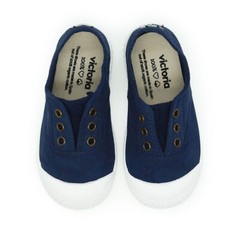 Kids Shoes Navy Blue Slip On Organic Cotton Canvas Sneaker By Victoria NEW