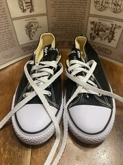 Opoee Fashion Black And White Lace Up 35(u.s.5) Kids Shoes Canvas