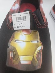 Marvel Avengers Iron Man Black Canvas Slip-On Shoes Sneaker Kid’s Boys Size US 5