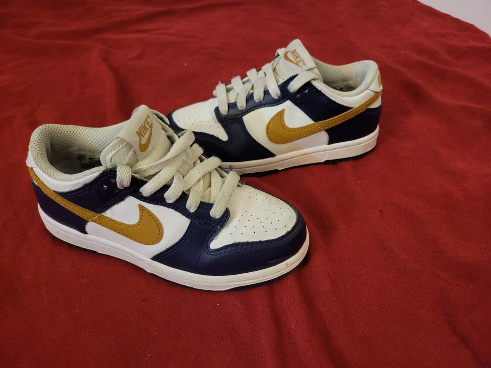 Nike Dunk Low (Gs) White-Wheat-Midnight Navy Sz 3y -Women Sz 4.5