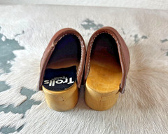 Samhall Trolls Clogs 4.75 x 2 in Sweden Doll Clog Wooden Slip On Brown