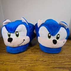Bioworld Sonic the Hedgehog Plush Slippers Youth XL 4/5 Blue Pre-Owned Used Once
