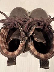 Boots Size 6M Coffee Brown Easy Side Zip Front Lace Up Plaid 09393 Eddie Bauer