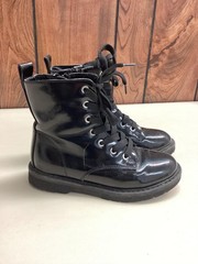 Thereabouts Boots Kids Size 13 Black Combat Ankle Lace Up Zip Patent Fall