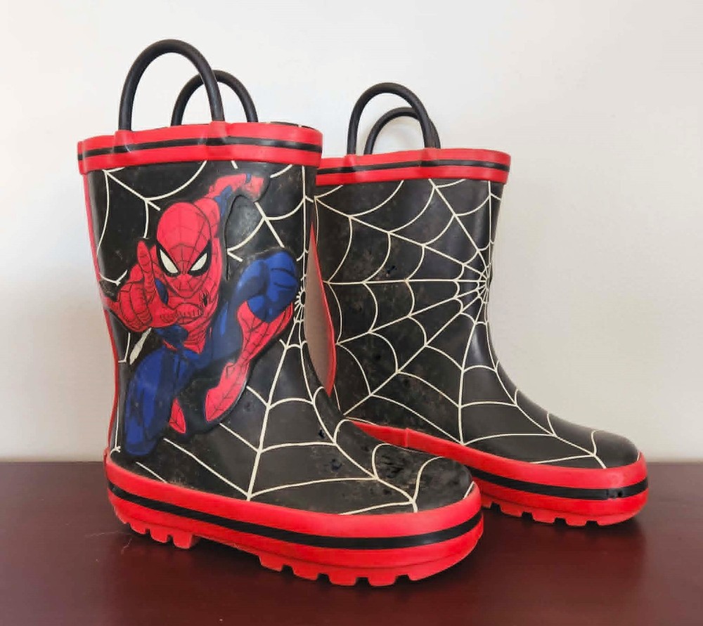 MARVELKIDS SPIDERMAN PULL-ON W / HANDLES RUBBER BOOTS – SIZE: 7