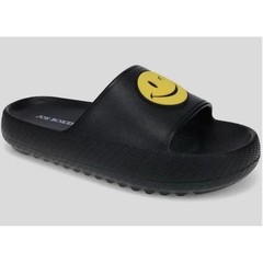 Joe Boxer Kids Smiley Face Slide Sandal Black Platform Slip On Shoes Size 13 NEW