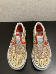 Vans X Where’s Waldo? Slip-On Kid’s Sneakers Find Steve Beach design Sz Kids 1