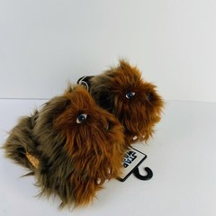 Star Wars Official Brown Chewbacca Plush Sock Top Slippers Toddler M 7/8 NWT