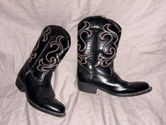 Black western style boots red and white stitching details Faded Glory Youth 2