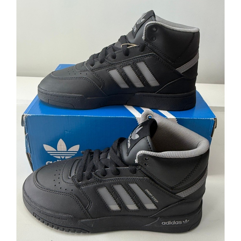 Adidas Drop Step J Kids High Top Sneakers Black Grey IF3333 Size 5 Youth NEW