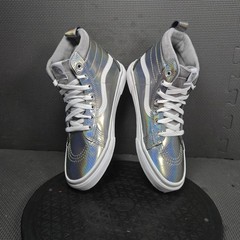 Vans Shoes Junior Sz 6.5 Silver Holographic High Top Casual Skate Sneakers