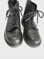 Dr. Martens Pascal Mono 1460 Black Leather Zipper Unisex Kids Combat Boot Size 1