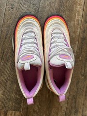 Nike Air Max 97 GS Size 5Y White Pink Orange Black Running Shoes Youth Women