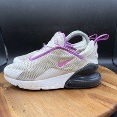 Nike Air Max 270 Girls Size 2Y Athletic Shoes White Purple Sneakers AO2372-116