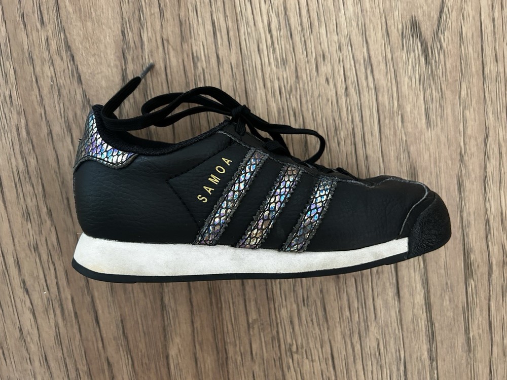 Adidas Samoa Sneakers Black Silver Leather Size Kids’s 13K Youth Tennis Shoes