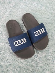 Reef Kids One Slide Sandals Grey Blue Youth Size 1 Water Friendly Beach Shoes