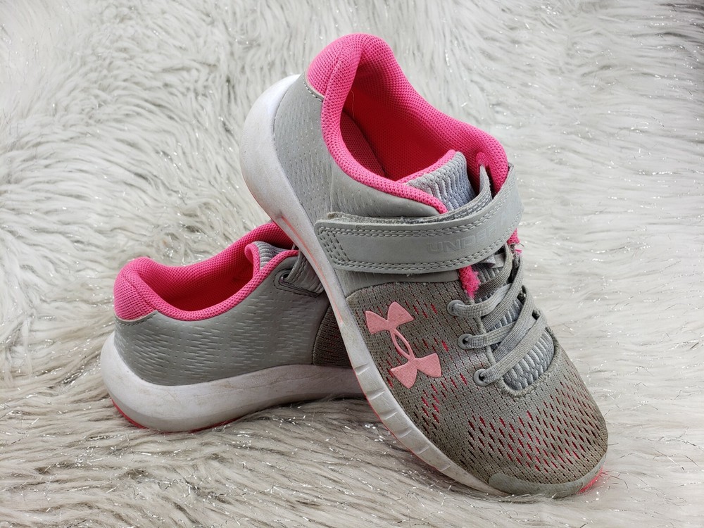 UNDER ARMOUR Gray Pink Easy On Sneakers Size Youth US 2Y EUR 33.5
