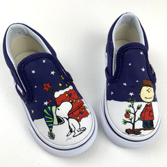 Vans x Peanuts Charlie Brown Christmas Toddler Size 5 Classic Slip On Sneaker