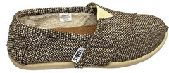 TOMS Kids Size 11.5 Brown Wool Blend Slip-On Shoes Faux Shearling Lined Tweed