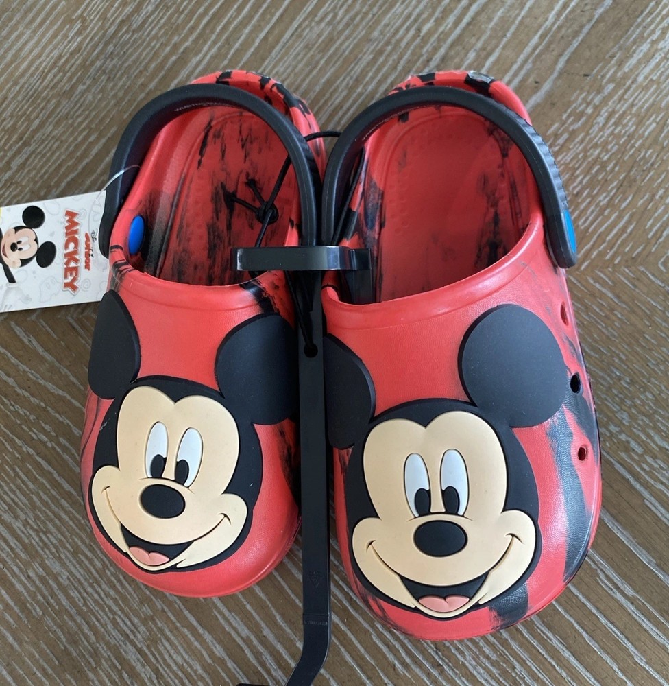 Disney Mickey Mouse Toddlers Red Clogs Slides Back Strap Shoes Unisex Size 9-10