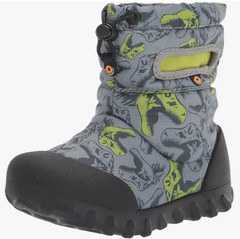Bogs Kids B Moc Snow Boot, Cool Dinos Print – Gray, 3 Little Kid