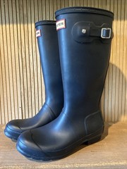 Hunter Kids Size US 5 Adjustable Back Original Rain Boots Tall Matte Navy