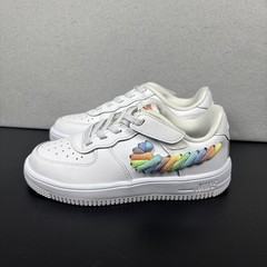 Nike Air Force 1 Low LV8 EasyOn GS Rainbow Lace Swoosh Unisex Kids 13c Sneakers