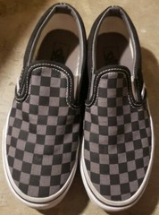 Vans Checkerboard Classic Big Kids Black/Pewter Slip On Loafers 2.5