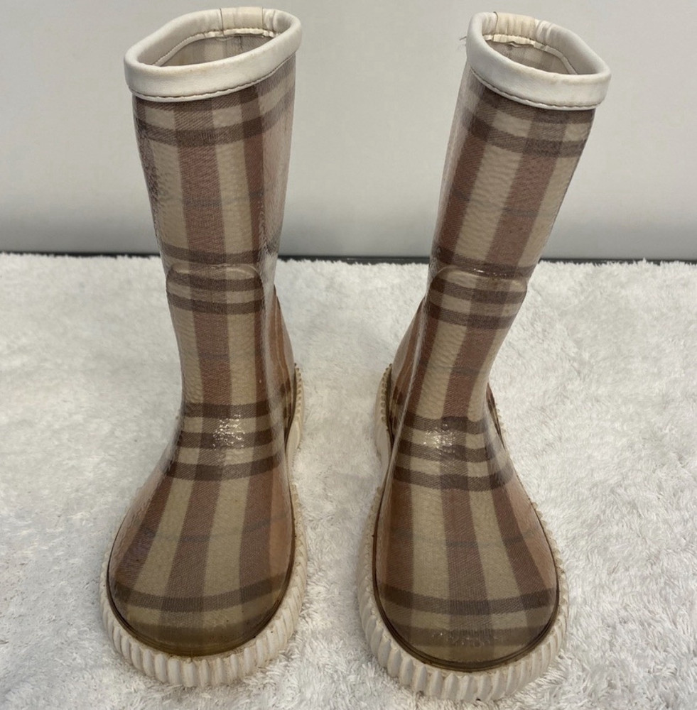 Burberry Nova Plaid Waterproof Rubber Unisex Kids Rain Boots US 11 EU 29/30