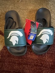 Spartans Youth Sandals Size L 9/10 Black & Green