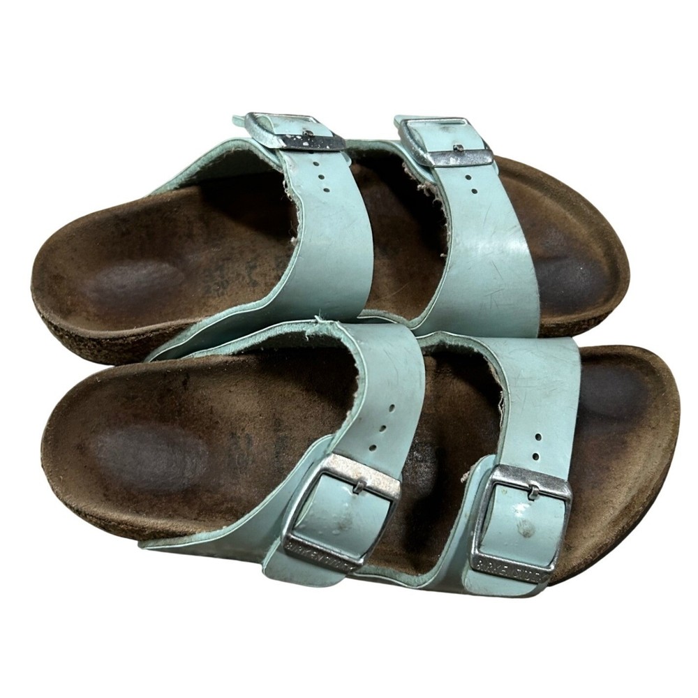 Birkenstock Arizona Kids Light Blue Two Strap Cork Sandals Size 31