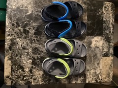 Crocs Childrens Summer Two Bayaband Sandals Gray And Blue Never Wore Size 10